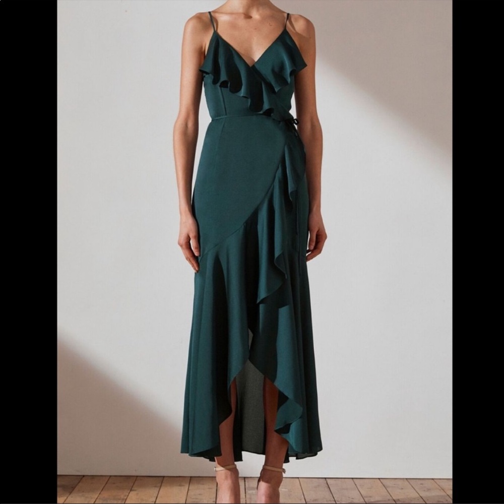 Shona Joy Emerald Green Wrap Cocktail Dress